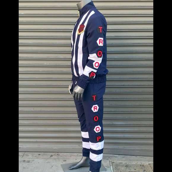 Men's Troop Navy White Windbreaker Tracksuit - Picture 4 of 6
